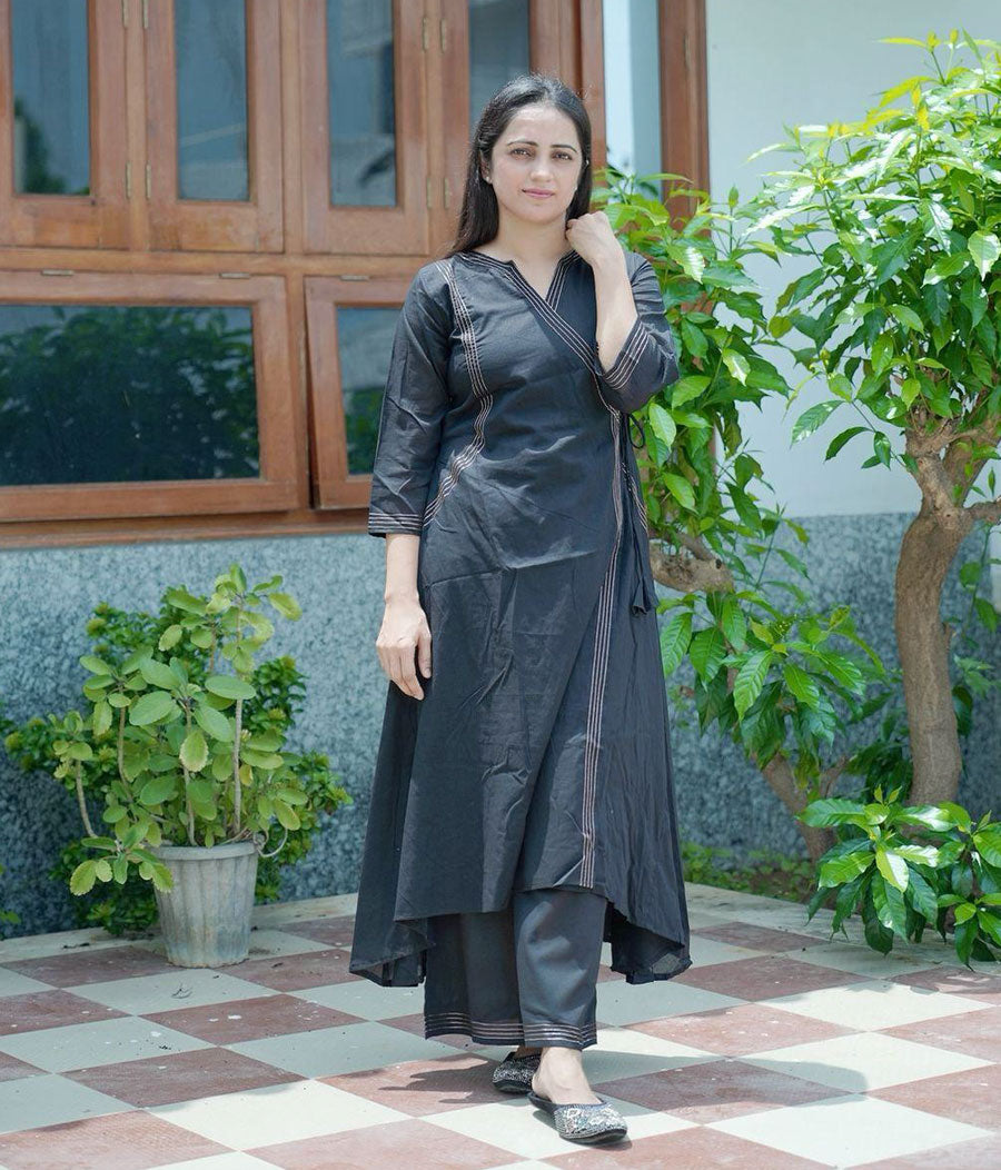 Angrakha Cotton Kurta Set