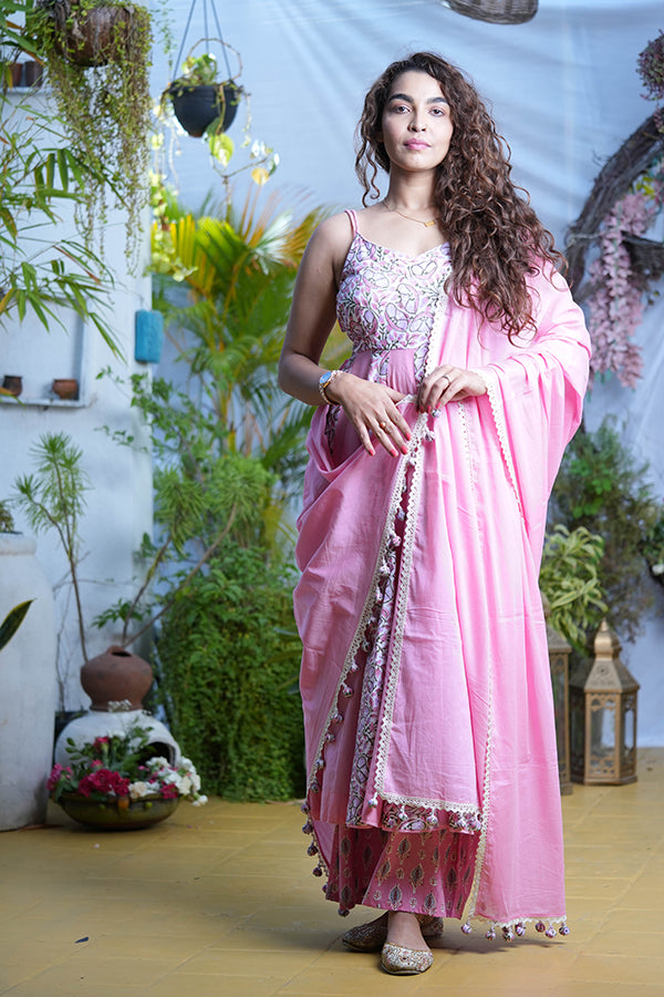 Anarkali Pink Set