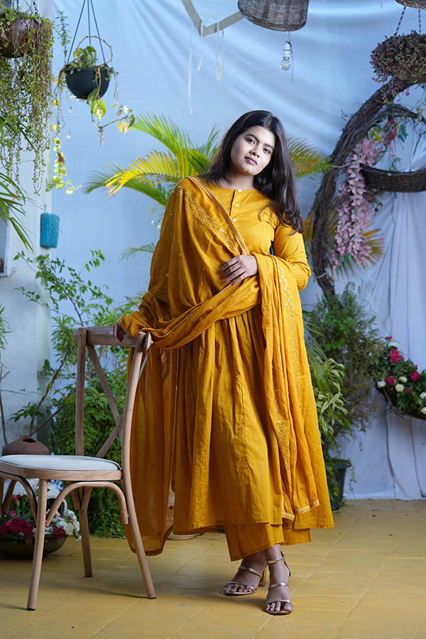 Mustard Mulmul Suit