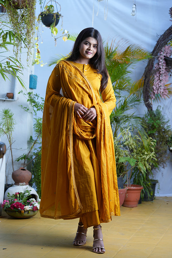 Mustard Mulmul Suit