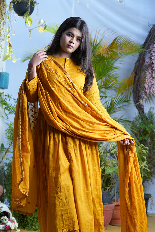 Mustard Mulmul Suit
