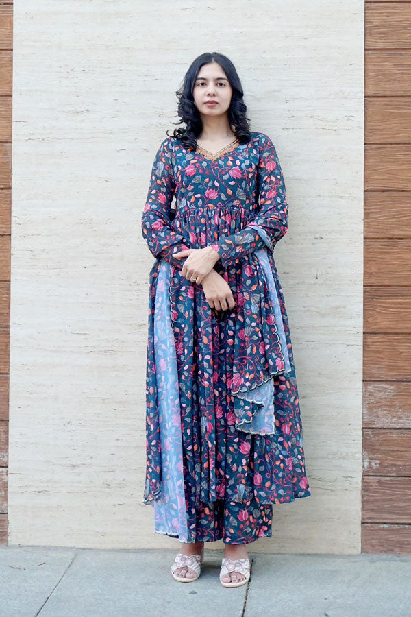 Peacock Green Georgette Suit