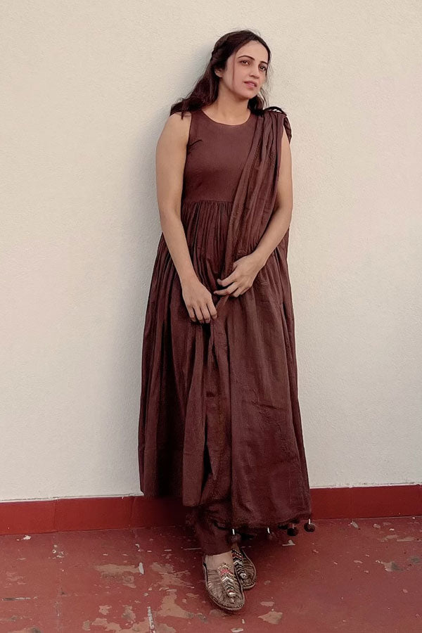 Solid Brown Kurti Set