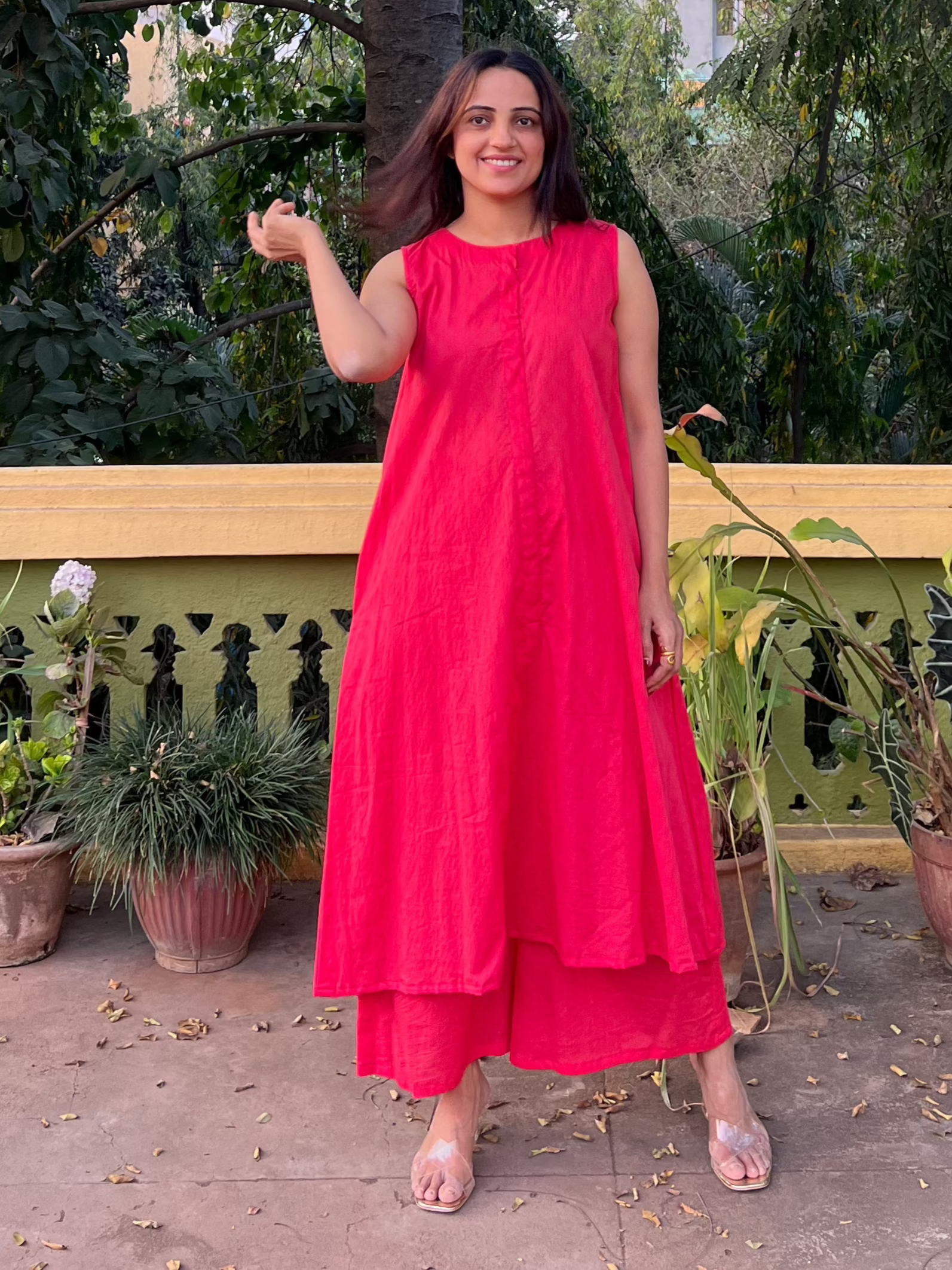 Pink A-Line Kurta Set