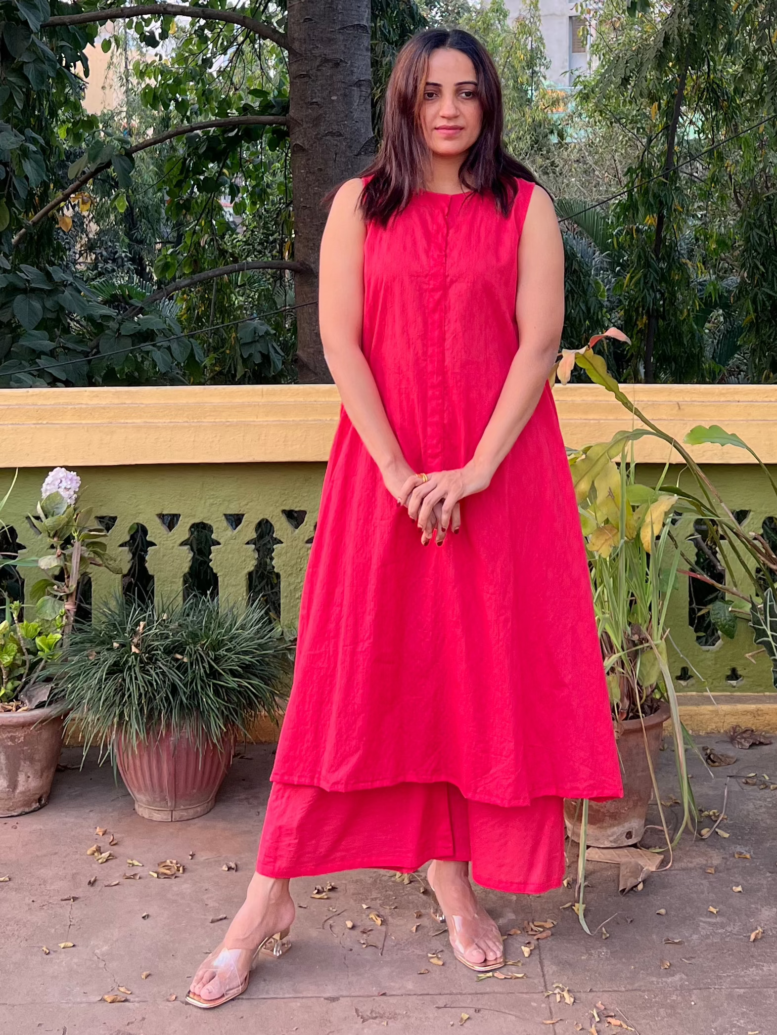 Pink A-Line Kurta Set
