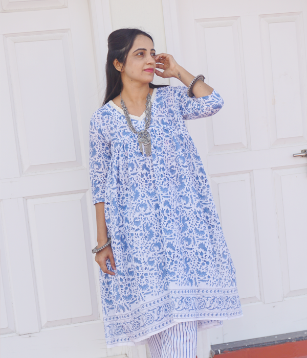 Printed Mulmul Cotton Kurta Set