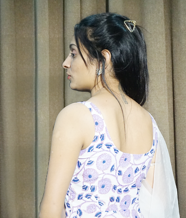 Purple Floral Block Printed Kurta Set