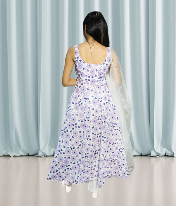 Purple Floral Block Printed Kurta Set