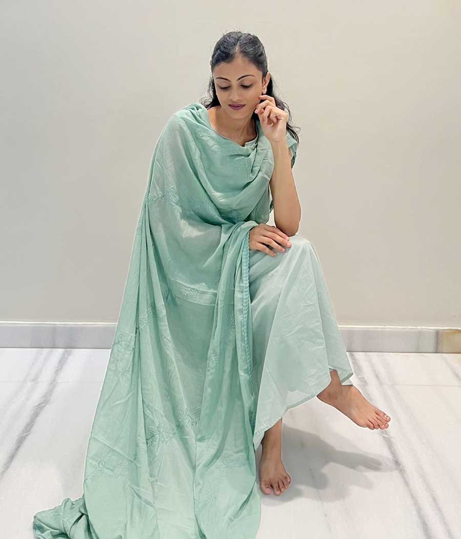 Solid Cotton Kurta Set - Skyblue