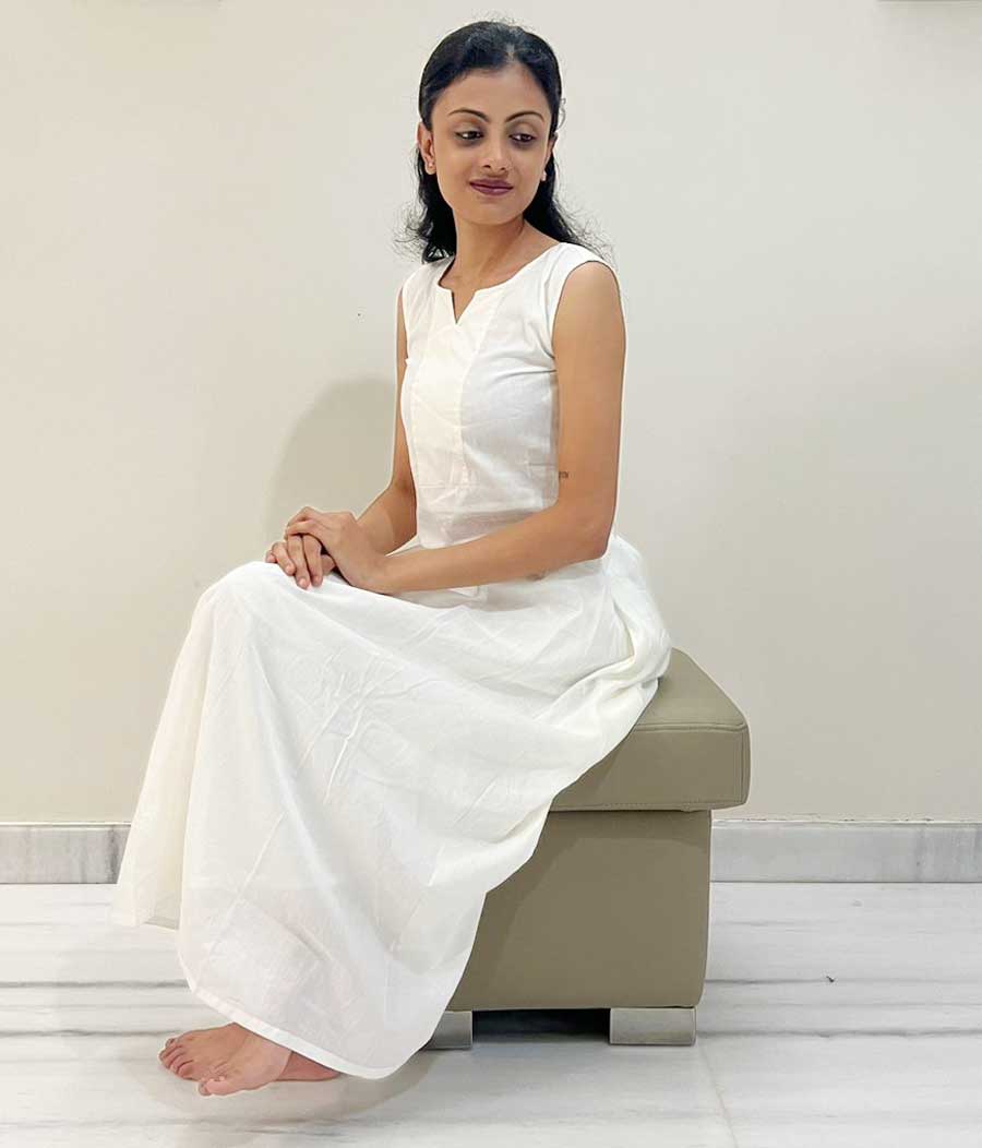 Solid Cotton Kurta Set - White