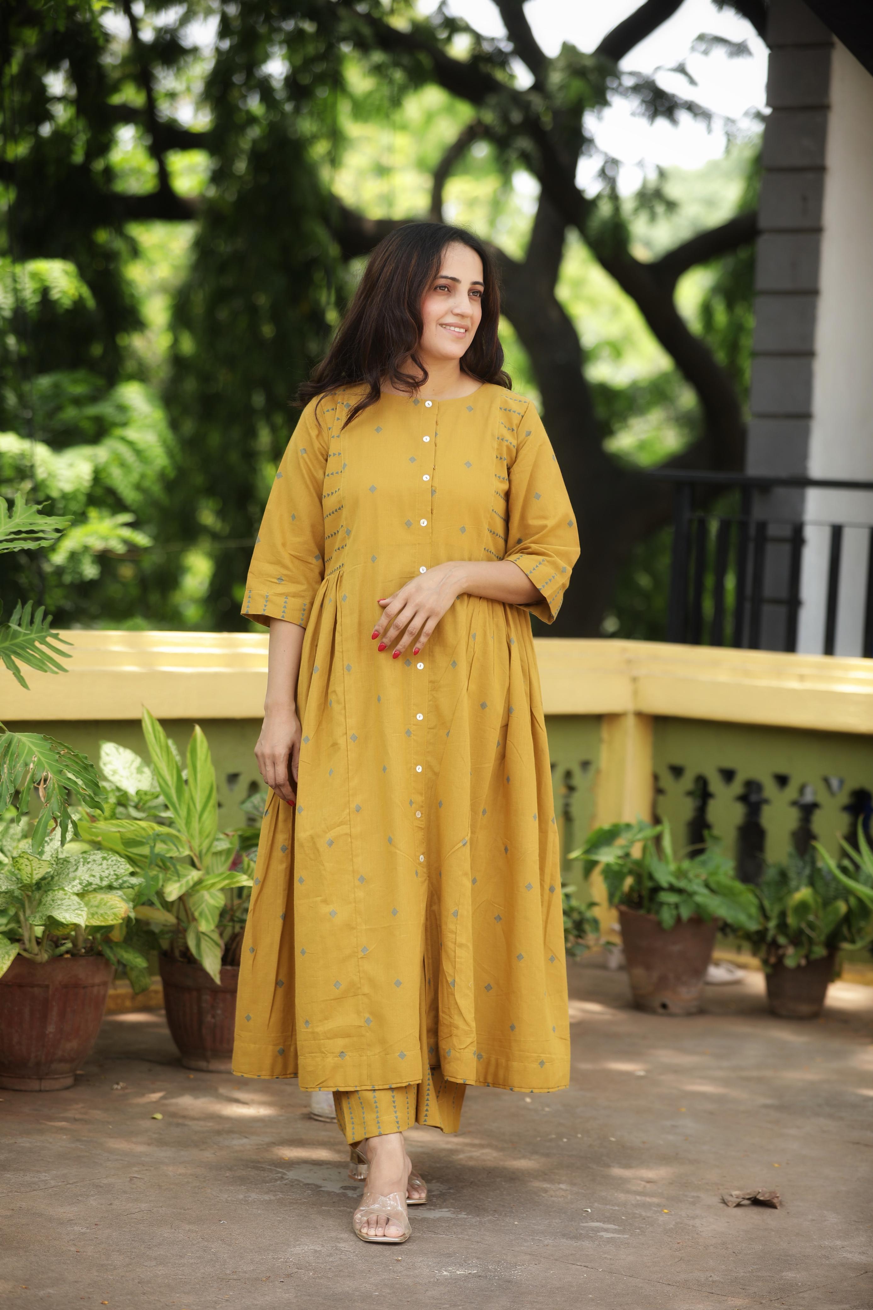 Mustard Jamdani Suit