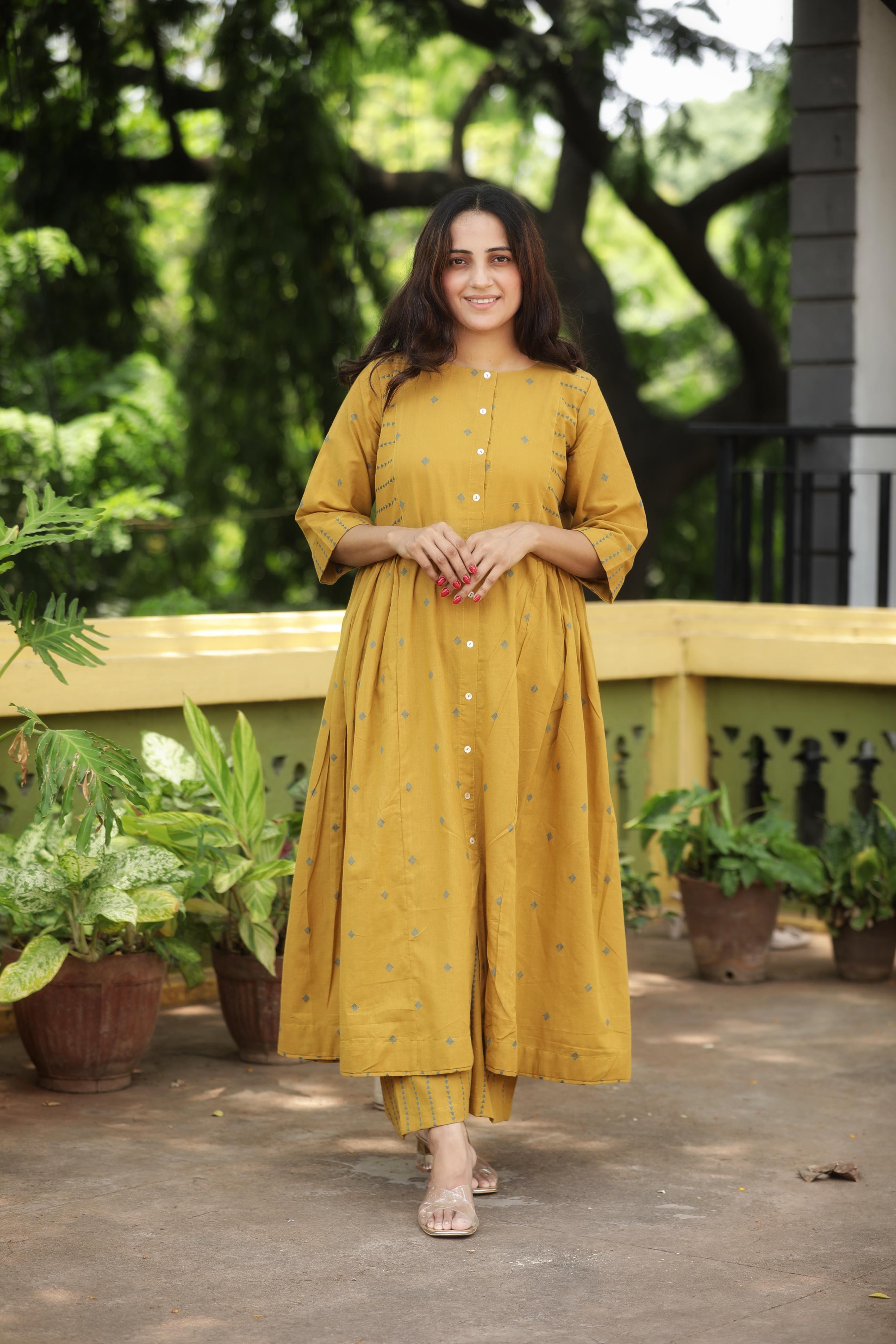 Mustard Jamdani Suit