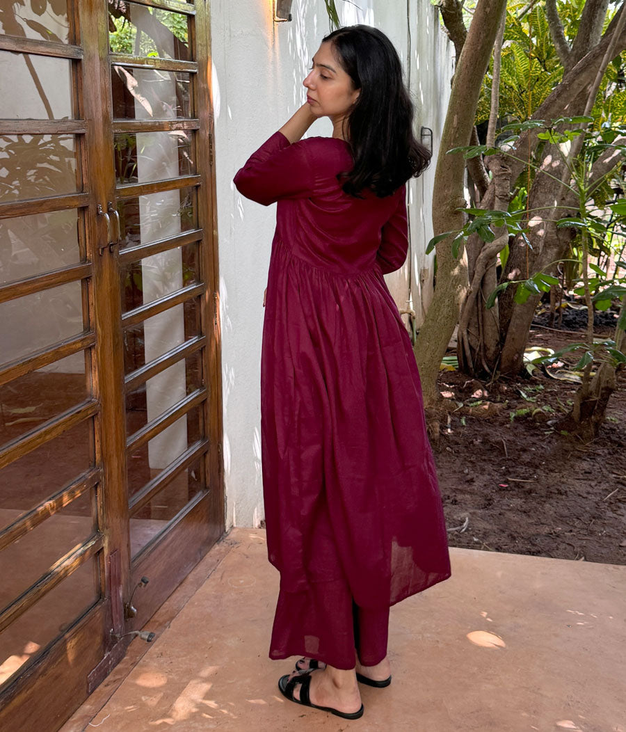 Maroon Mul Cotton Suit
