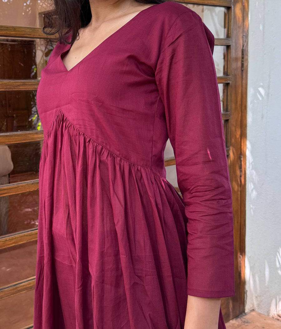 Maroon Mul Cotton Suit