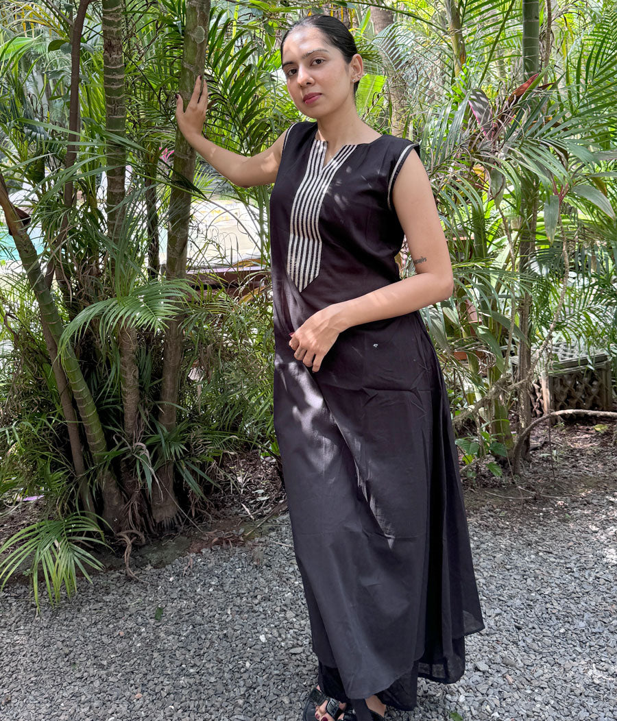 Black Cotton Kurta Set