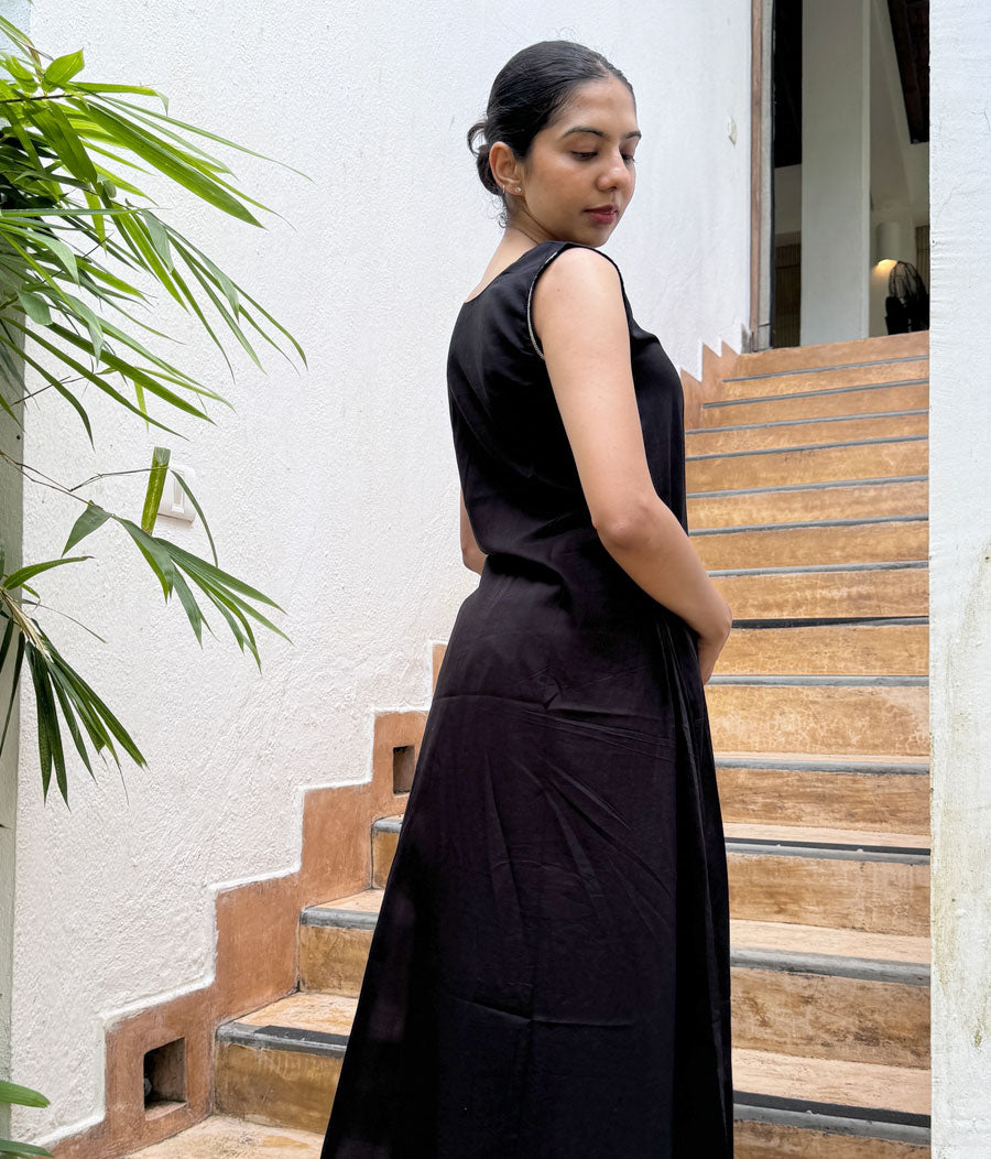 Black Cotton Kurta Set