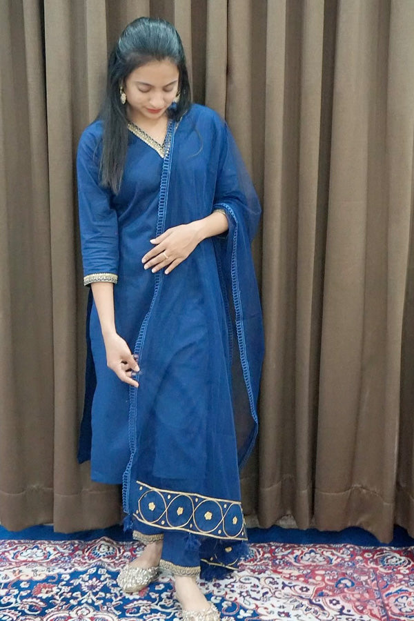 Midnight Blue Cotton Kurta Set