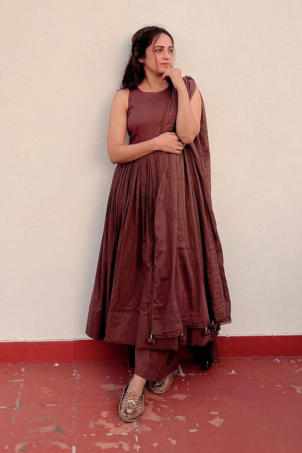 Solid Brown Kurti Set